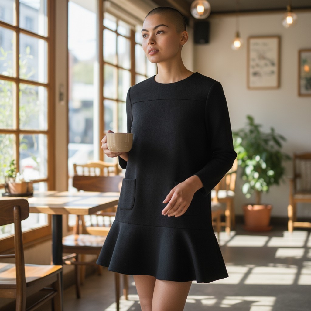 Ballerina Ruffle Women S Black Wool Drop Waist Pockets Gold Back Zipper Boho Top