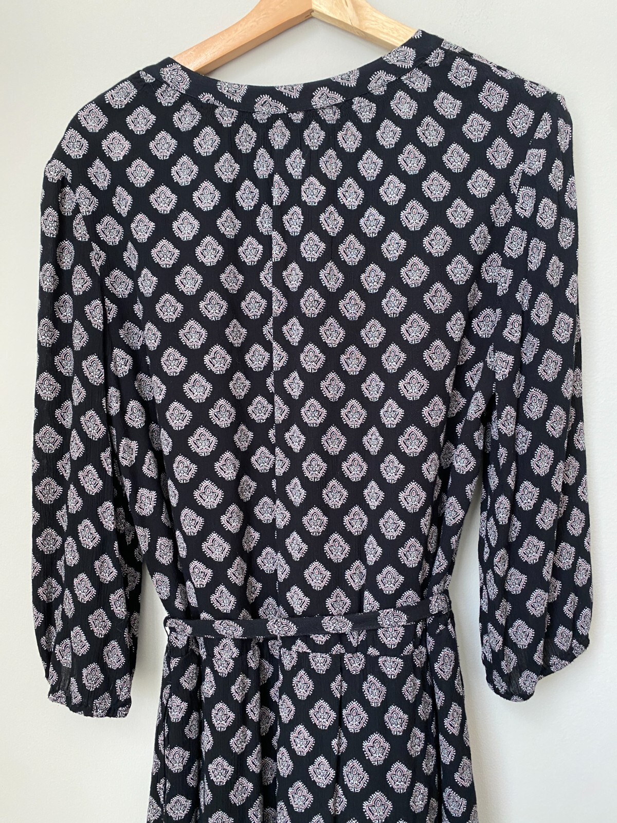 Caslon Women’s Medium Patterned Boho Peasant 3/4 Sleeve Tunic Dress Black