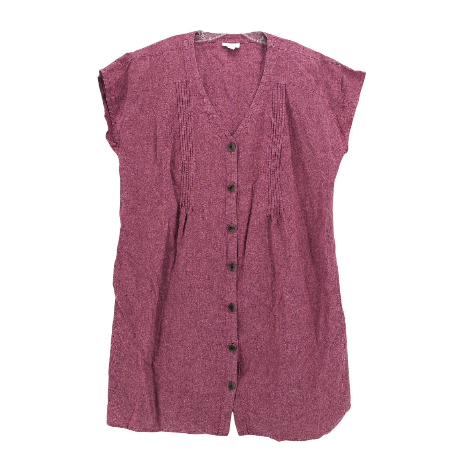 J. JILL Love Linen Purple 100% Linen Dress Pintuck Button Front Size XL