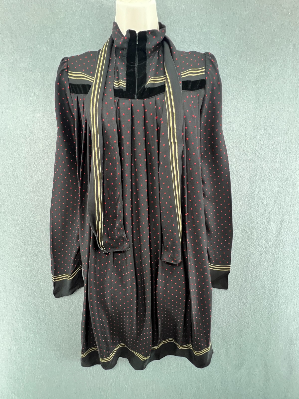 Philosophy Di Lorenzo Serafini Polka Dot Mini Dress Black Red UK 10 Boho Luxe
