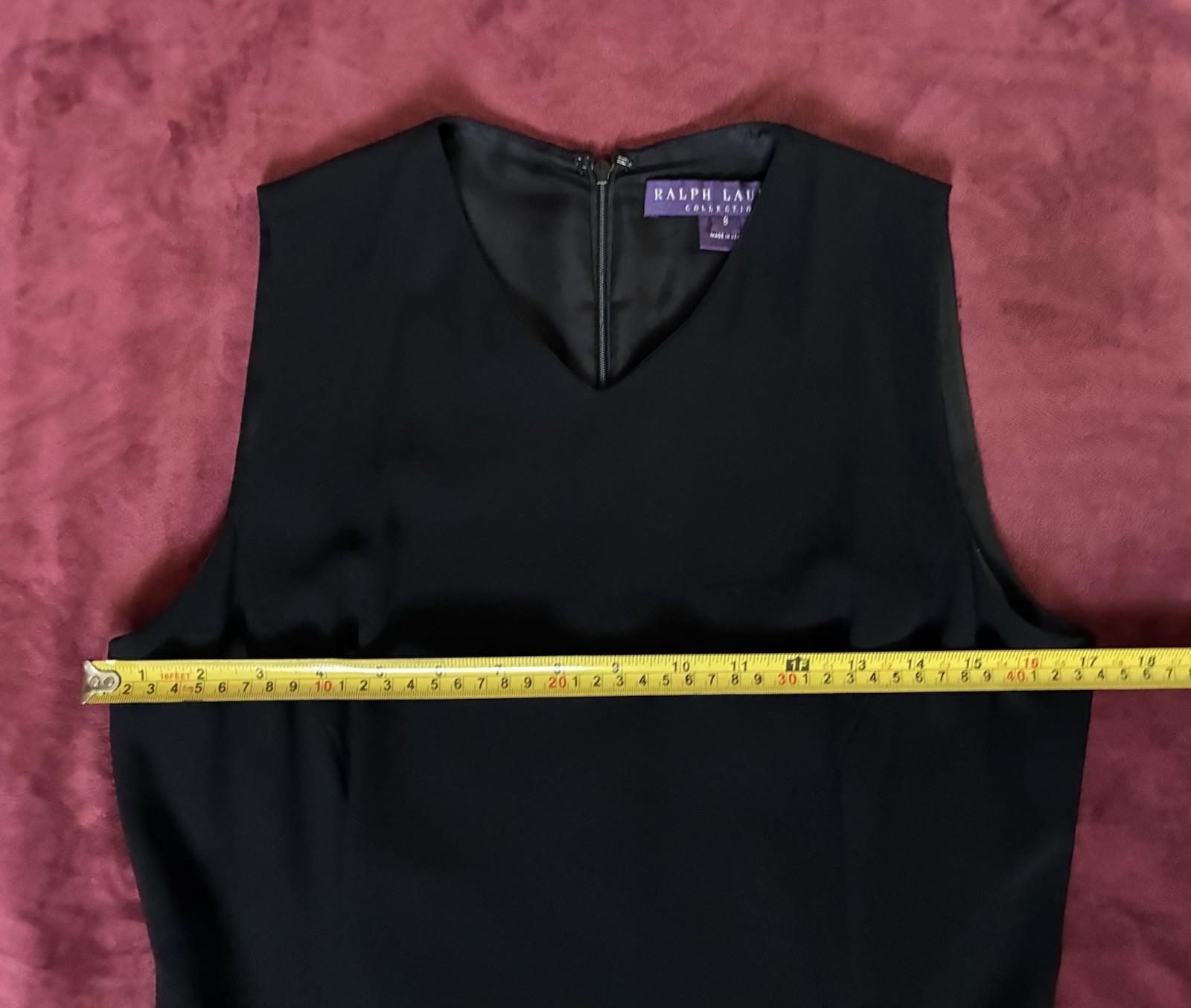Ralph Lauren Collection Purple Label Black Dress Fit Flare Pleated Sleeveless 8