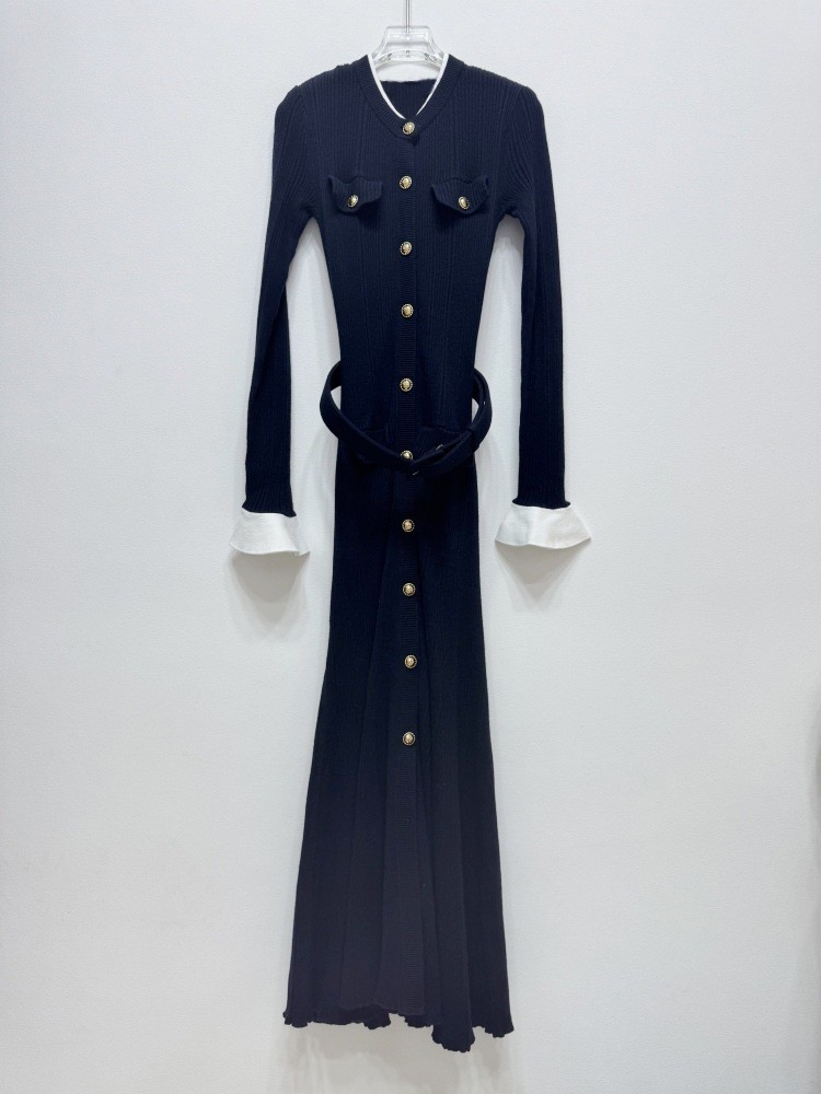 Self Portrait Knitted long-sleeved round-neck fishtail Dresses