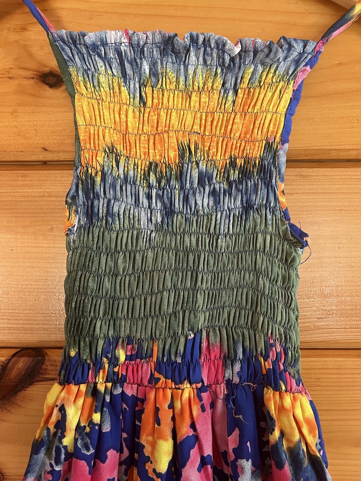 Womens Spaghetti Strap Smocked Tiered Long Beach Sun Dress Free Size S – L