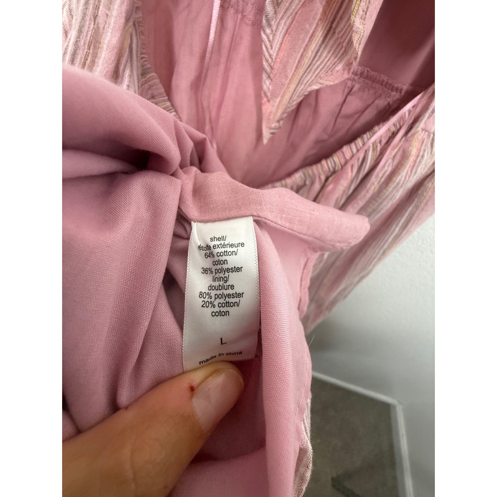 Maurices Womens Pink Striped Tie Back Square Neck Midi Dress Size L Shimmer NWT