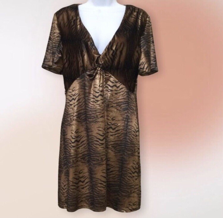 MINKPINK V Neck Tiger Twist Mini Dress M/L NWT