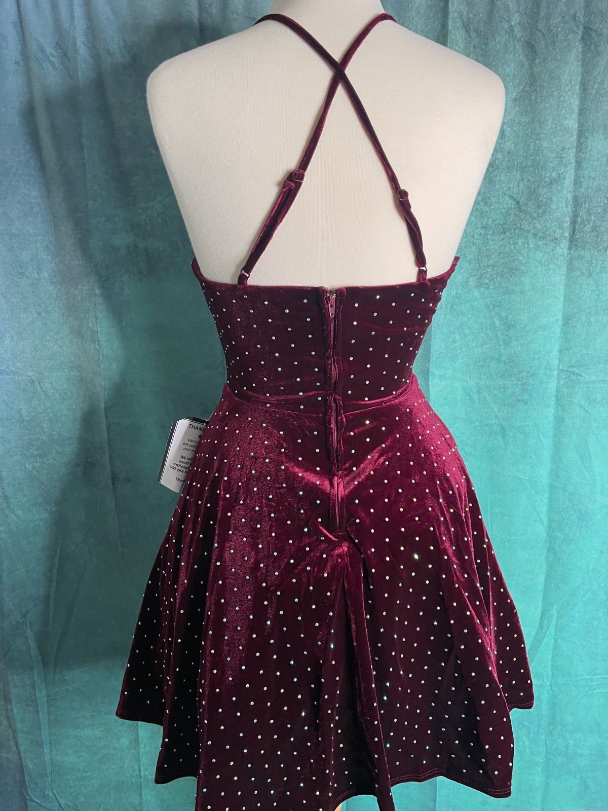 City Studios Party Pink Juniors size 3/4 Wine Velvet Rhinestone Mini Dress NWT