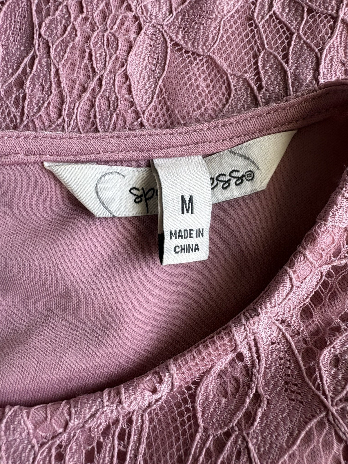 Speechless Womens Junior Rose Pink Mauve Lacey Dress Size med scalloped