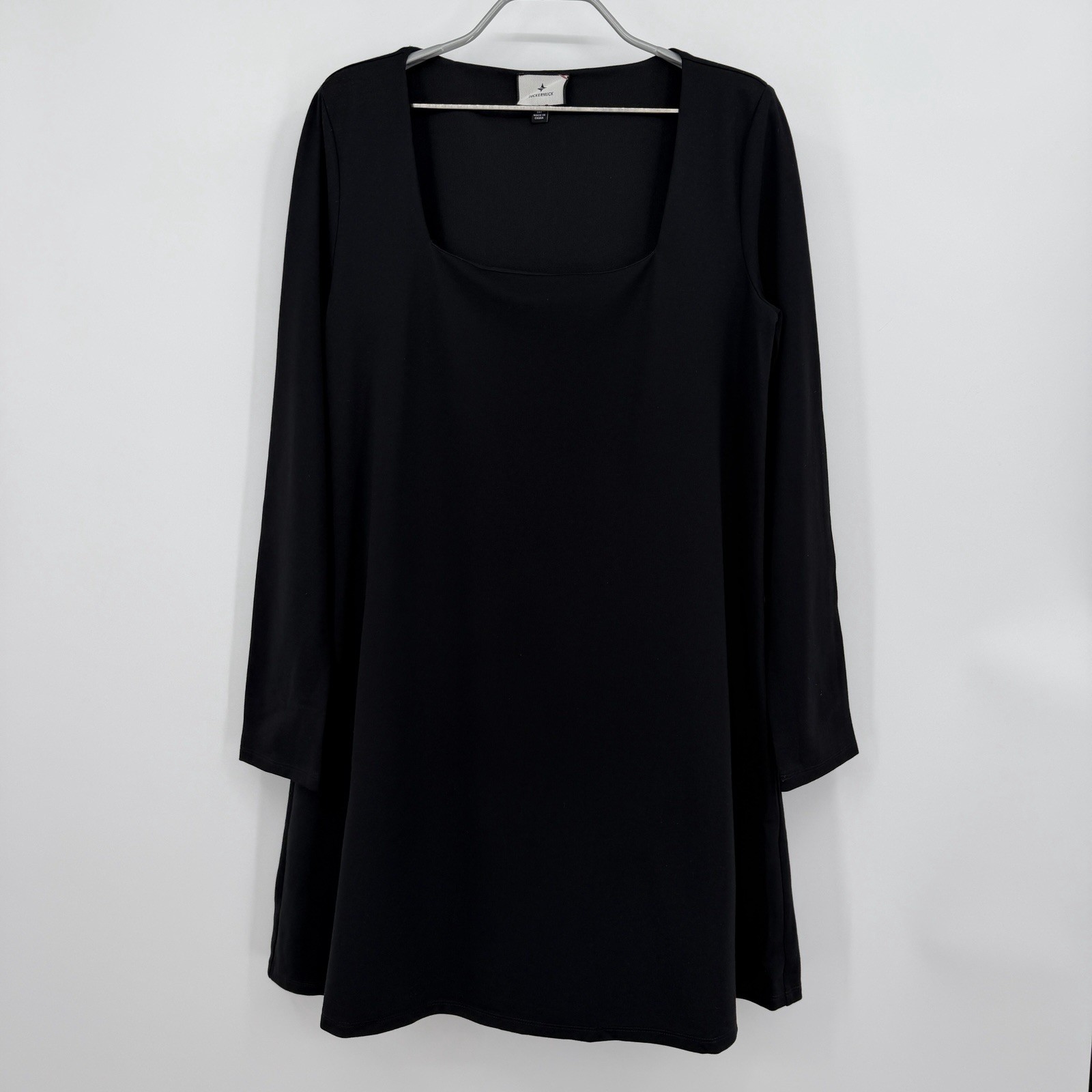 Tuckernuck Black Long Sleeve Middleton Dress sz M Mini Shift A-Line Square Neck