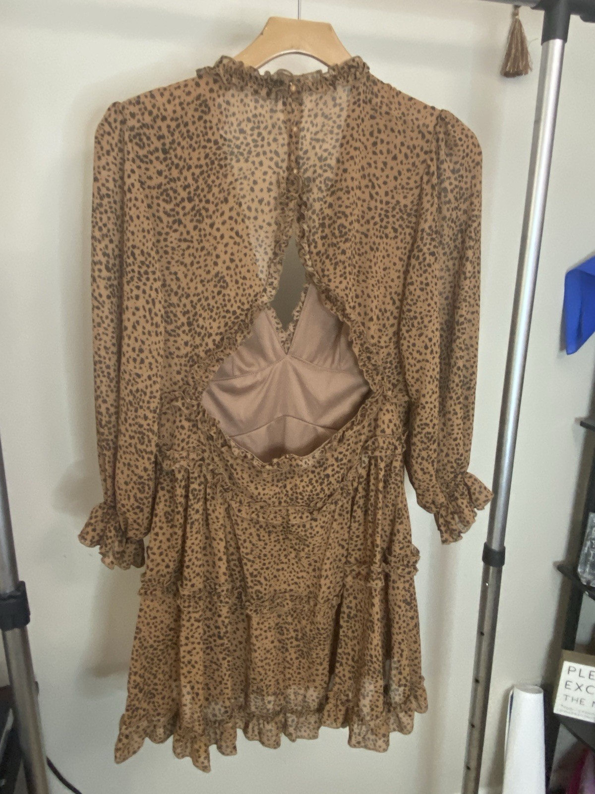 Leopard print ruffle mini| Romantic date night| Empire waist boho dress