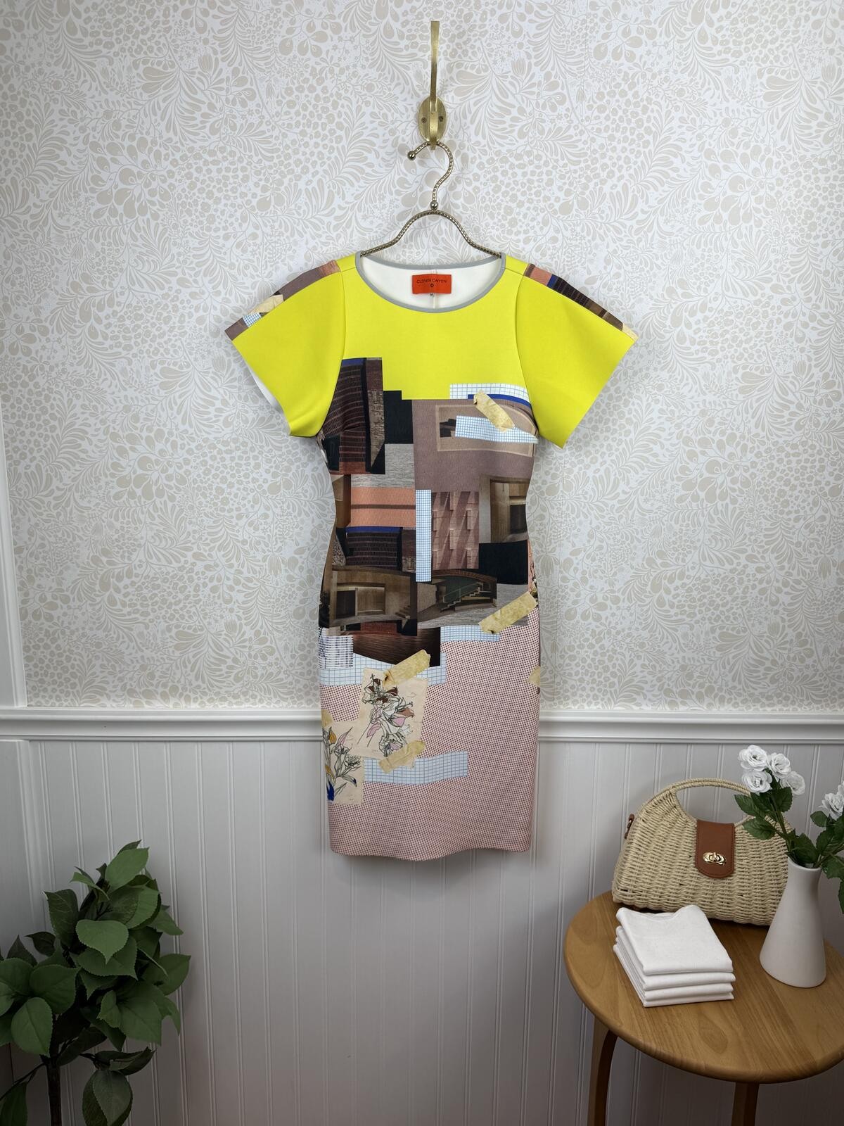 Clover Canyon Neoprene Neon Abstract Print Sheath Dress – Size – Medium