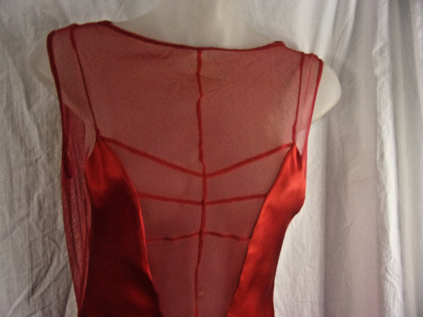 Plein Sud Red Silk & Mesh Top Slip Dress 38/6 Sexy Y2K shows alot of Skin