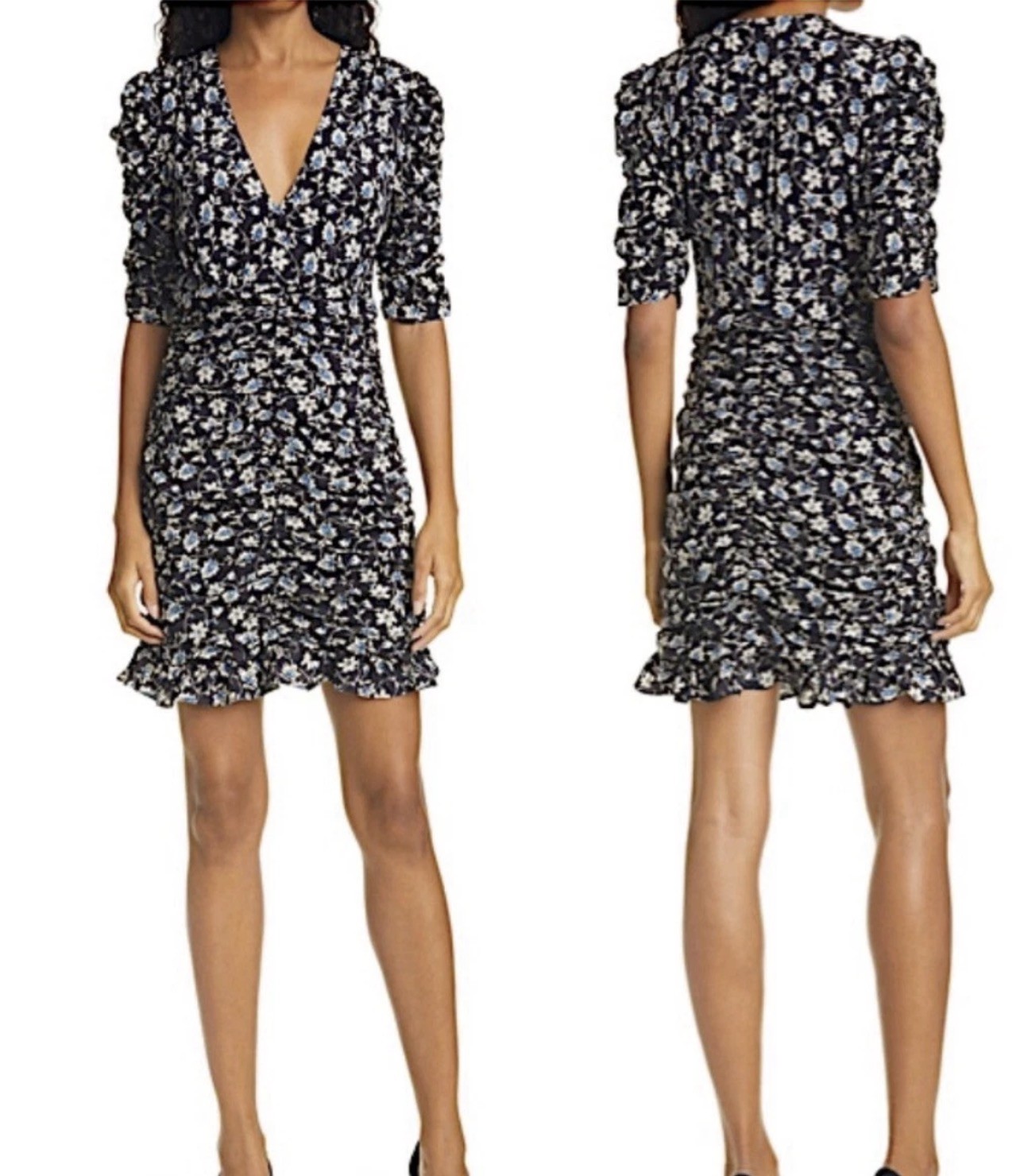 Veronica Beard Josephine Silk Floral Ruched Dress Size 0