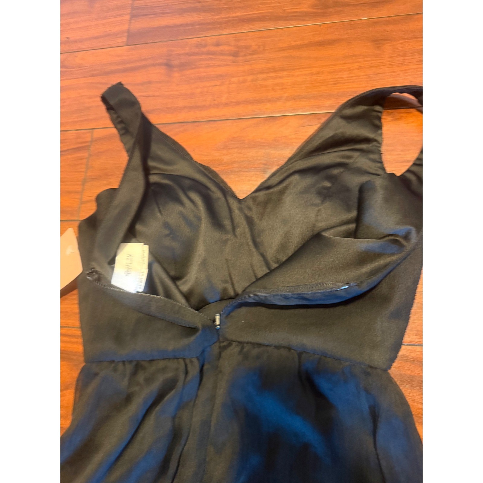 BHLDN Black V-Neck Pleated Bodice Maxi Dress Sleeveless Formal Gown Small NEW