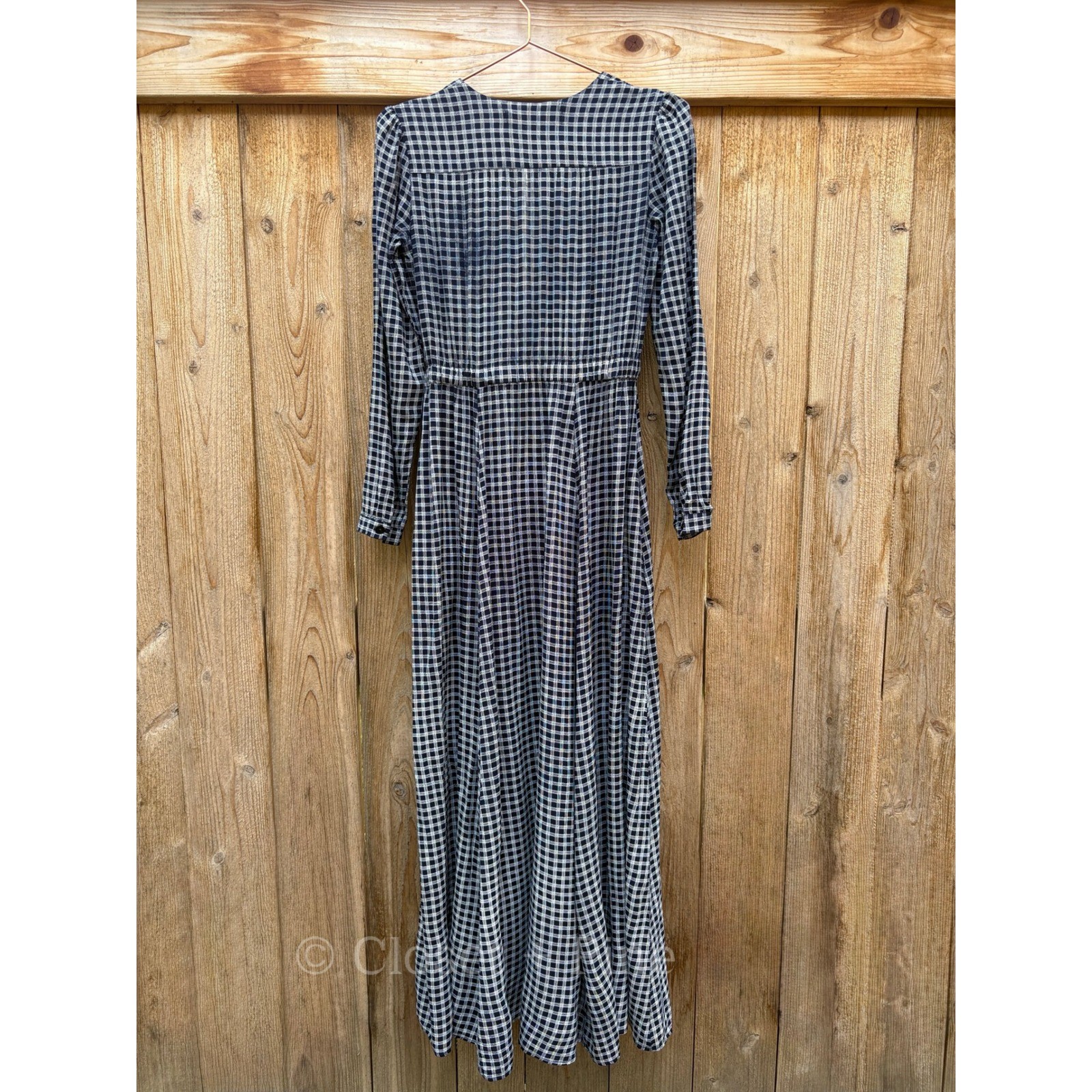 Christy Dawn Audrey Maxi Dress Navy Blue Check Plaid Size Small