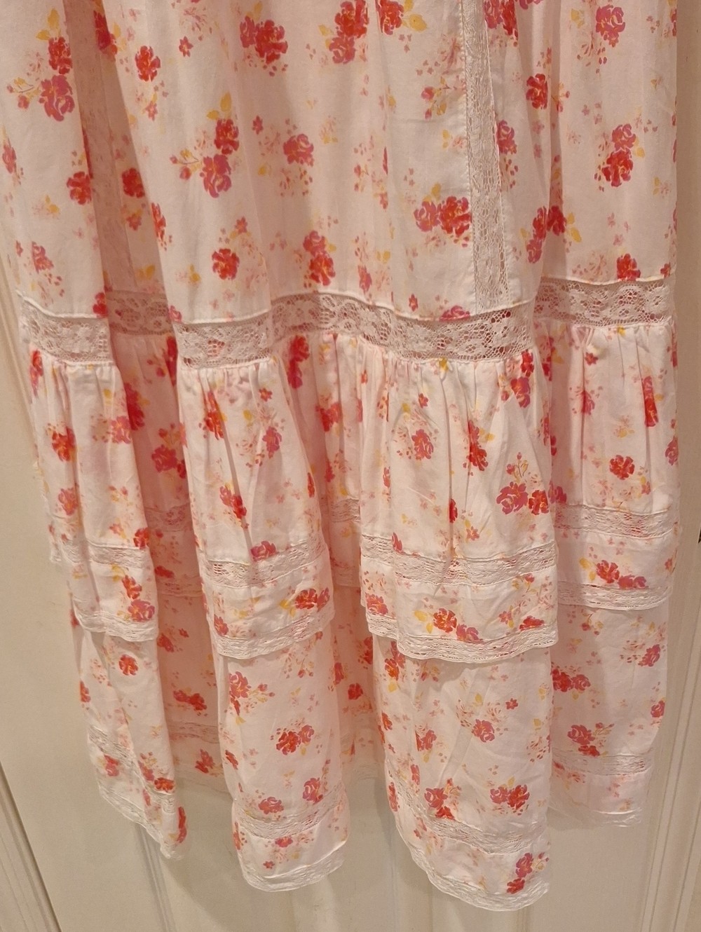 LoveShackFancy for Target – Short Sleeve Cotton Midi Dress Pink Floral – Large