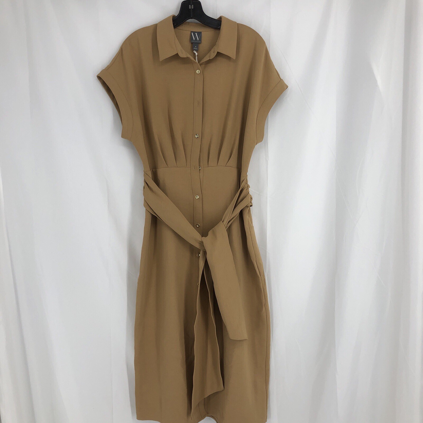 New Worthington Women’s Button Down Dress “maple Syrup” Size Medium