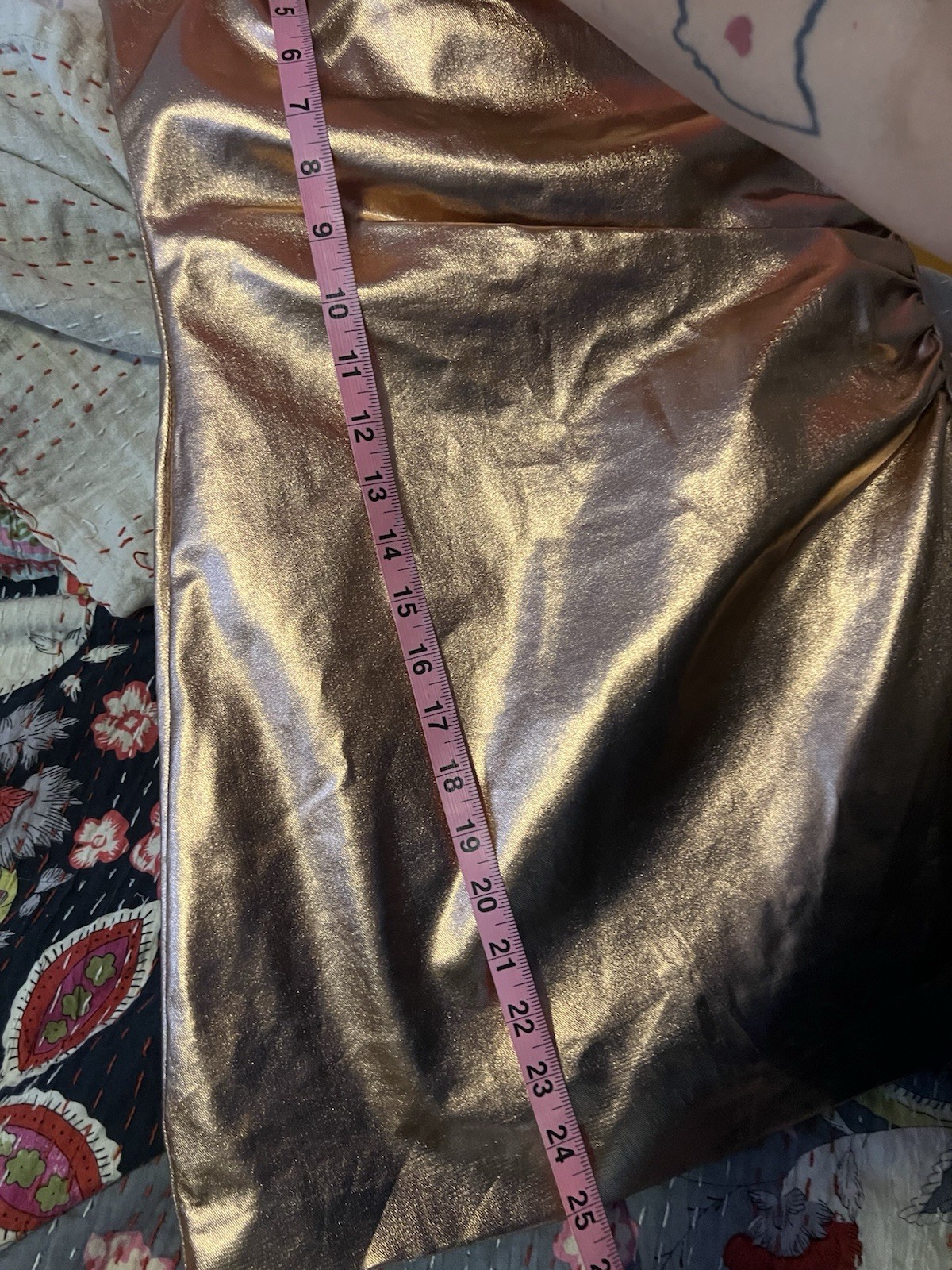 ZARA Copper Rose Gold Metallic Draped Dress w Shorts Size S Strapless Club Night