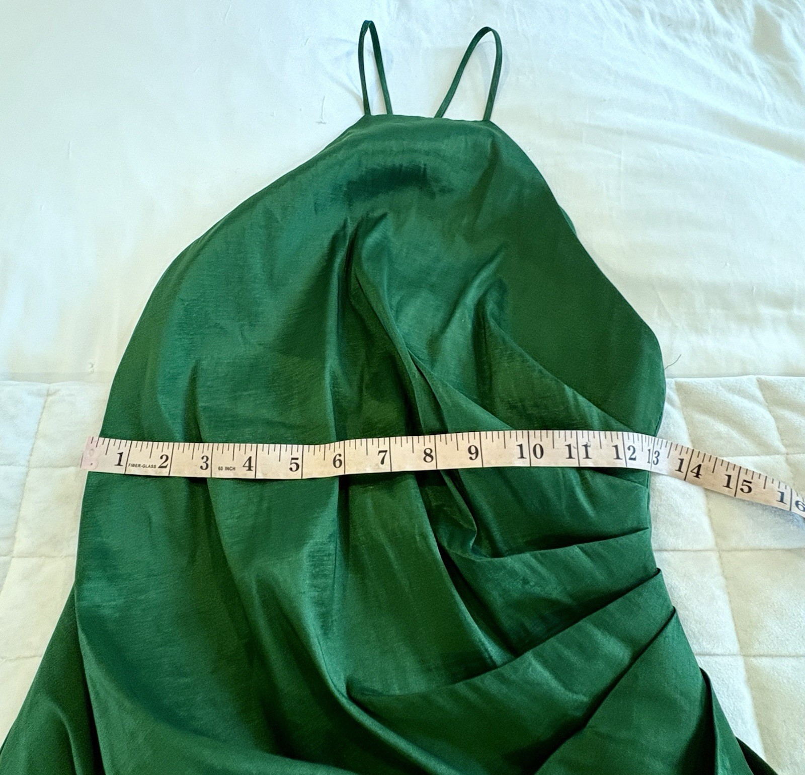 NWT Lovers + Friends Green Satin Halter Mini Dress Old Money Ruffle Sz M Party