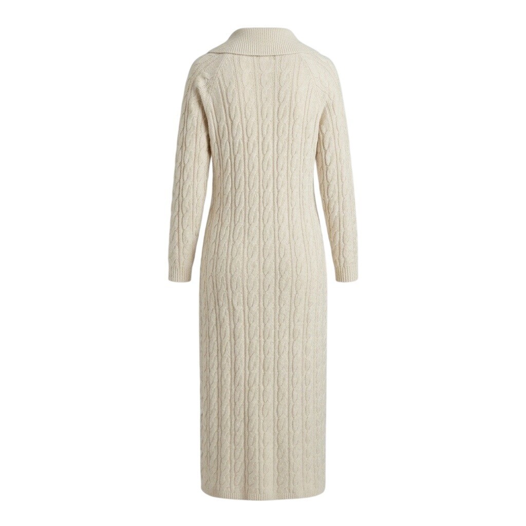 PrettyLittleThing Plus XXL Cream Cable Knit Maxi Sweater Dress Oversized Collar