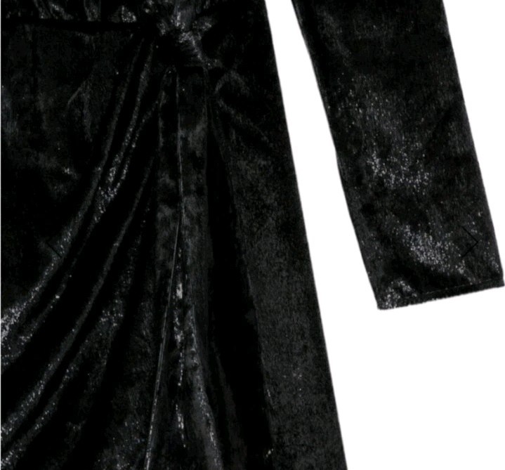 The Kooples Paris Black Velvet Wrap Dress Womens Size 1 S Midi Summer Chic