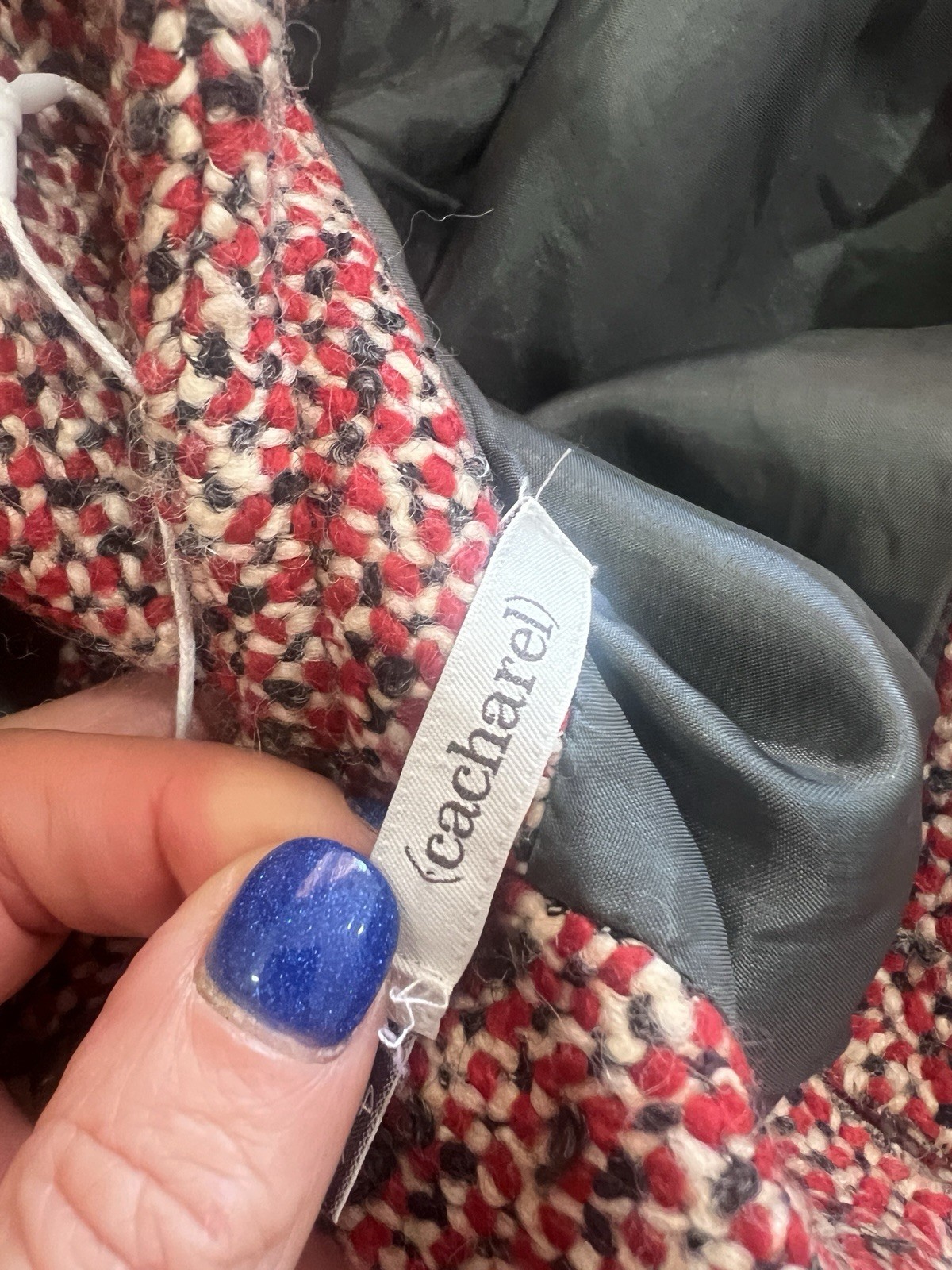 Cacharel Red Tweed Wool Alpaca Dress Sleeveless Shift Sheath Italy Women’s 6