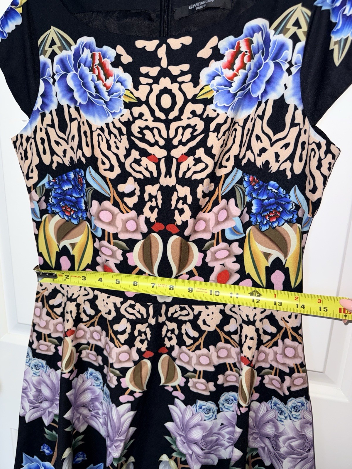 Givenchy Multicolor Floral A-Line Knee Length Dress Boat Neck Short Sleeve Zip M