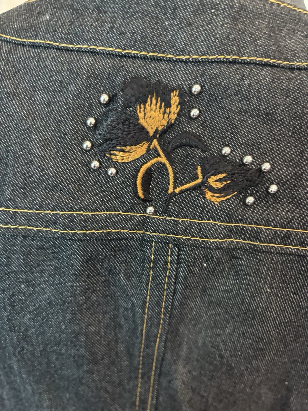 Coach 1941 Japanese denim black concho buttons dress 86966 embroidered Small