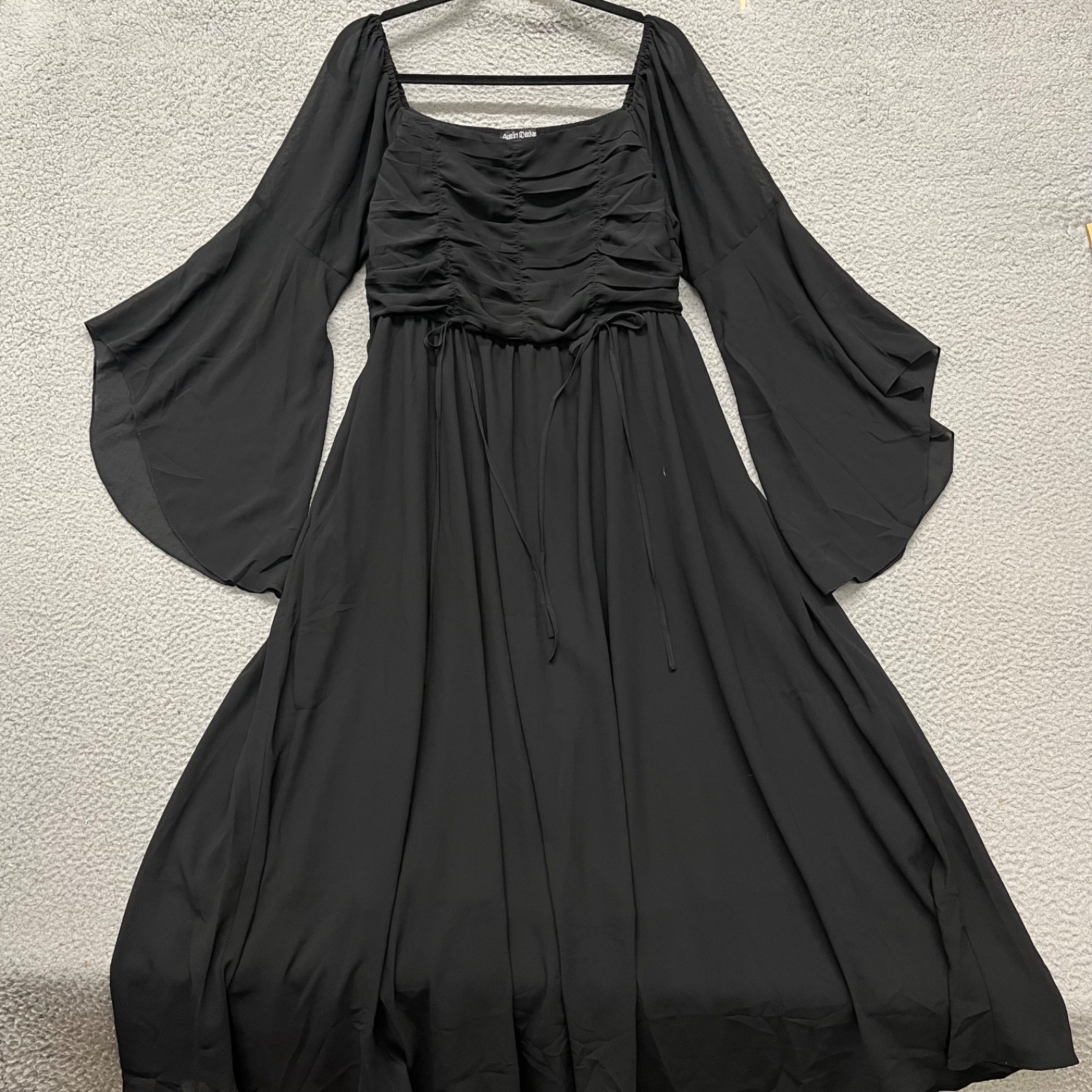 Scarlet Darkness Dress Womens XL Black Chiffon Bow Gothic Dark Fairy Vampire