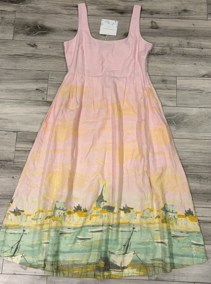 CYNTHIA ROWLEY New York Linen-Blend Beach Boats Print Dress Women’s Size 8 NWT