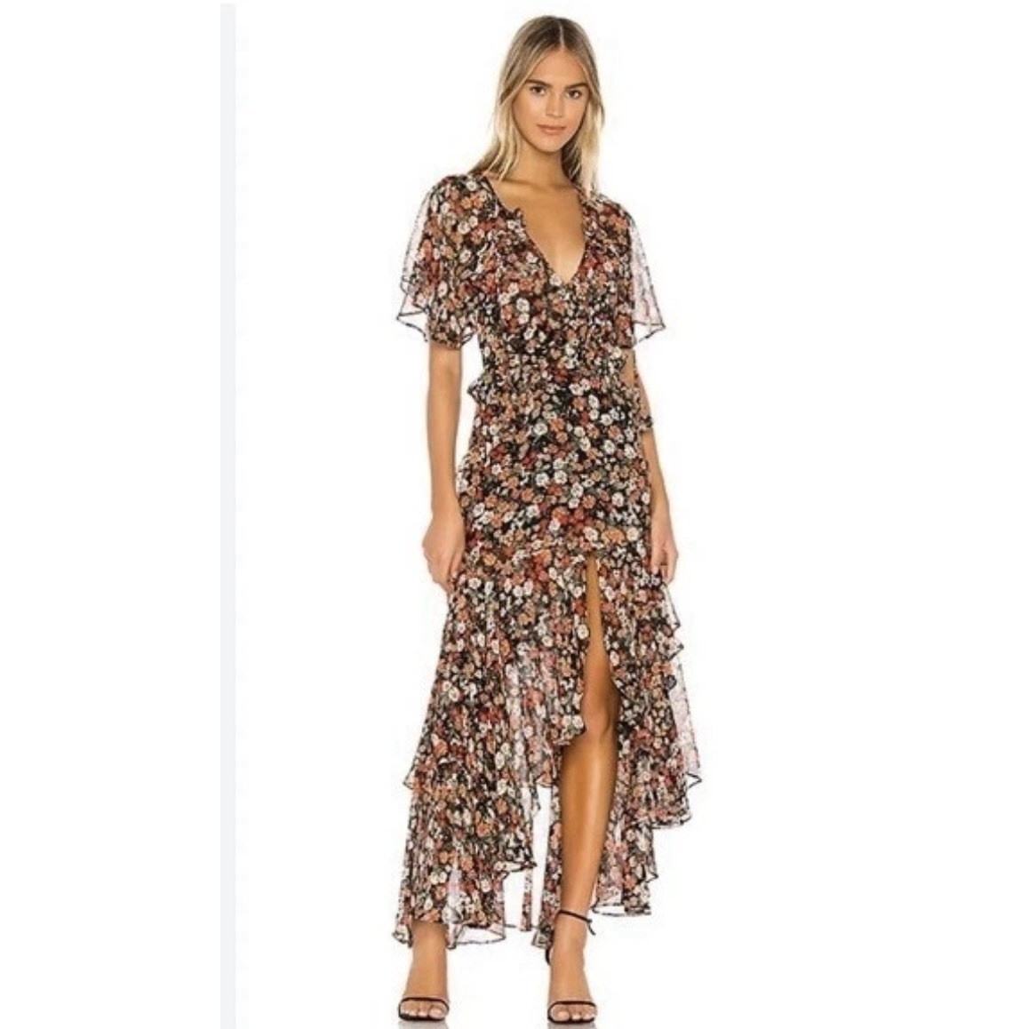 MISA LosAngeles Katarina Maxi Dress Floral Ruffle Tiers Romantic Boho Wedding XS