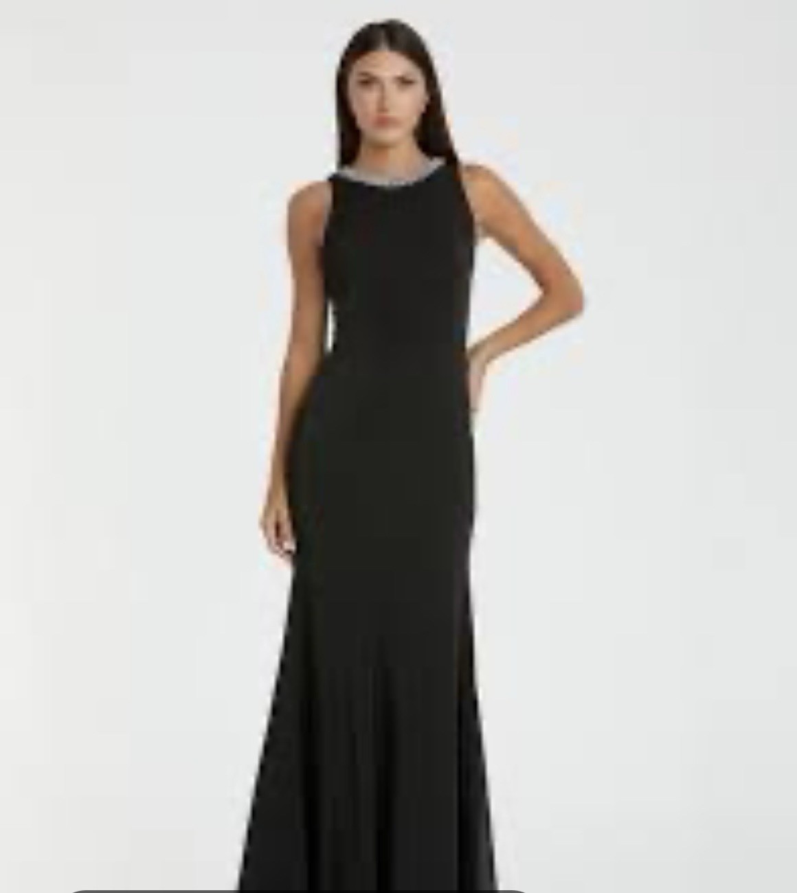 Ieena Mac Duggal Black Embellished Neck Trumpet Gown Style 49093 Size 4