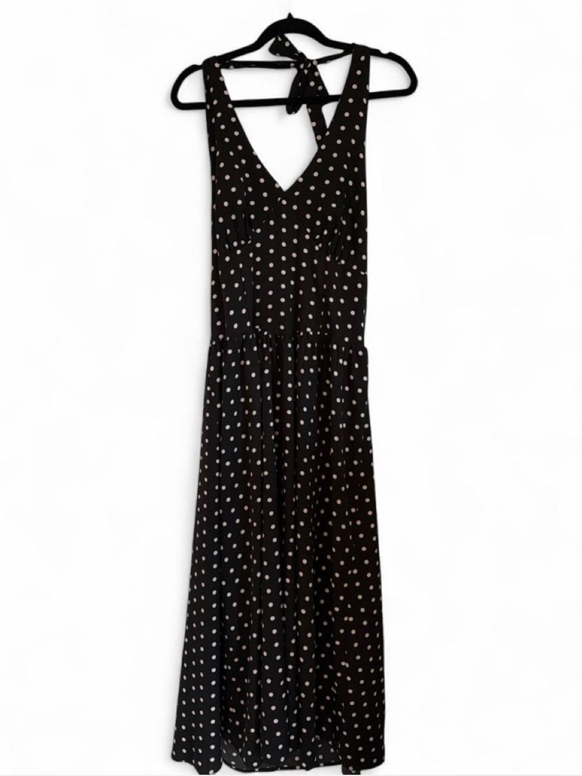 PinUp Classic Old Money Nautical 40’s Black Maxi Dress with White Polka Dots xl