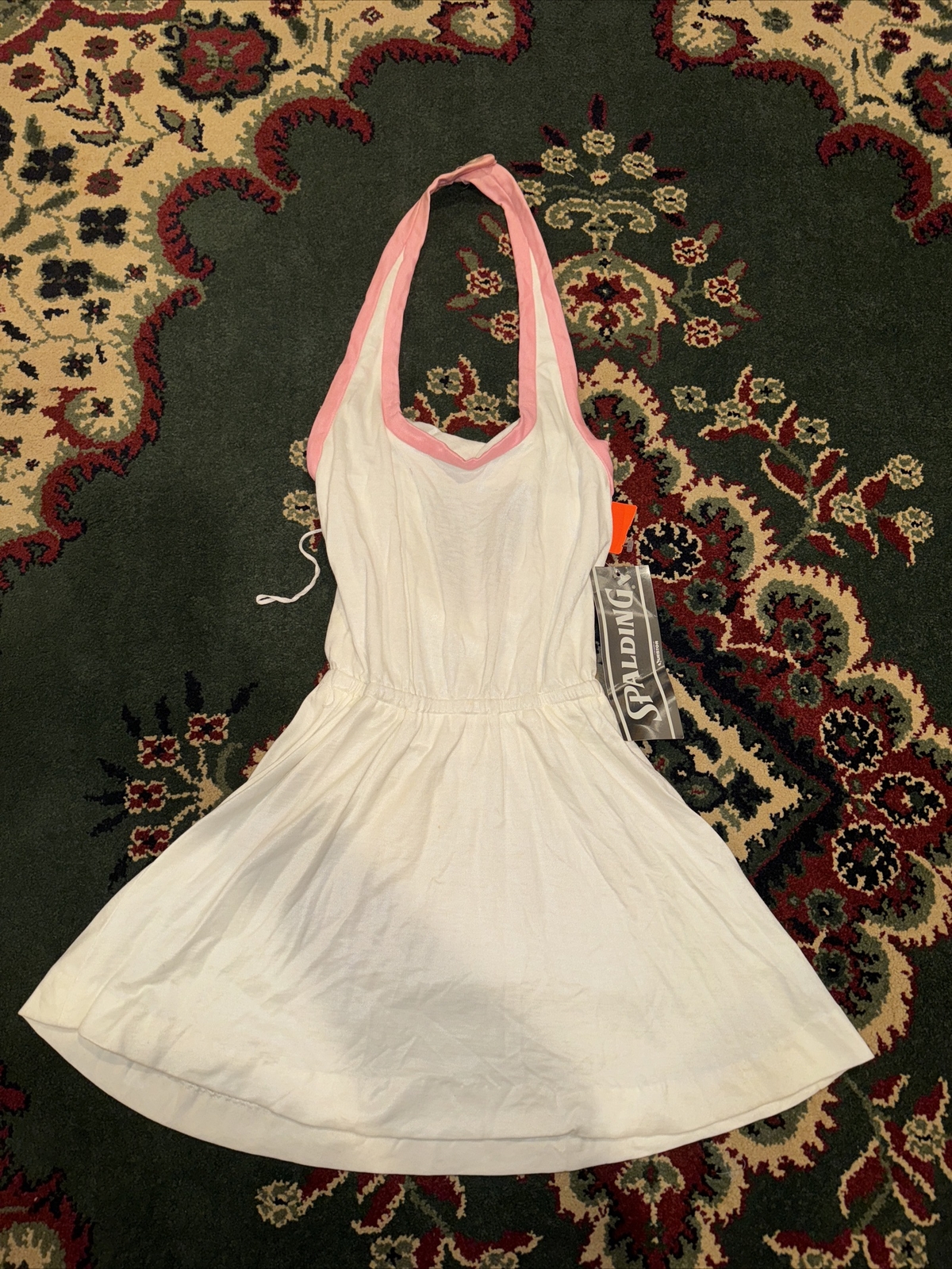 1980s New Old Stock Spalding Tennis Dress W/Tags Tenniswear Sz 4 White Pink