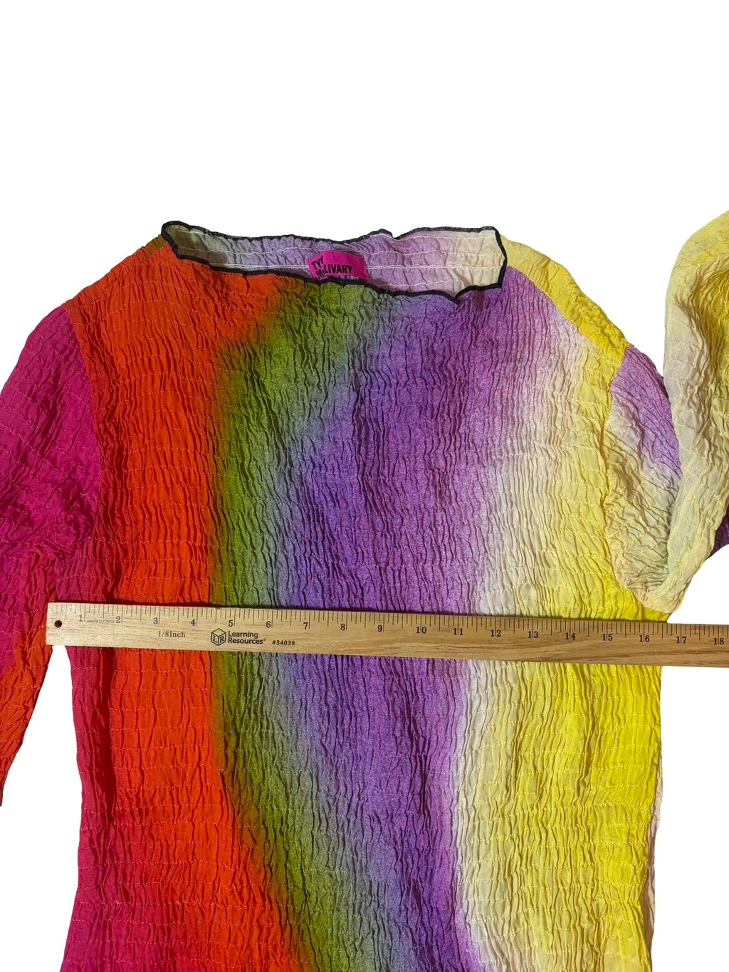 Tyler McGillivary Lucia Rainbow Gradient Ruched Silk Midi Dress M