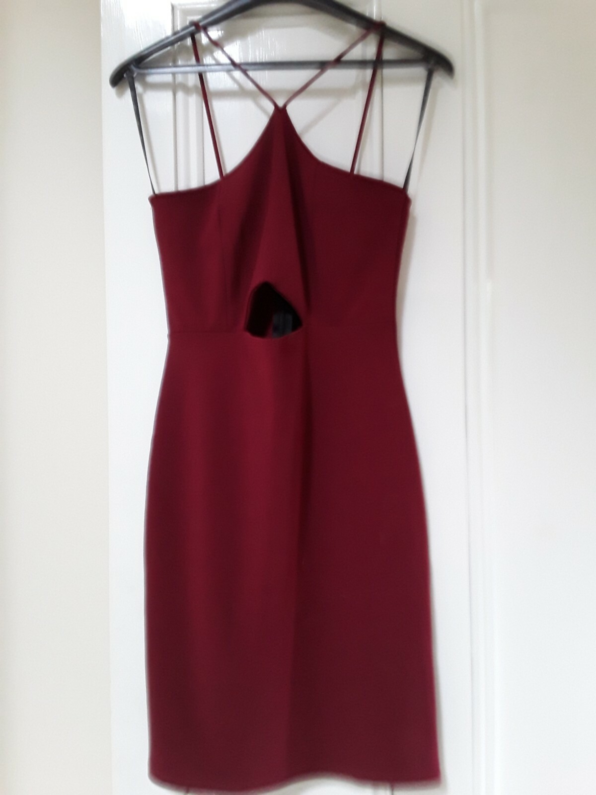 Misguided Burgundy Strappy Polyester and Elastane Dress Size 8