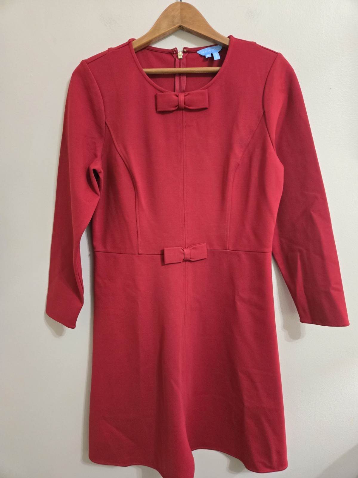 Draper James Sadie Shift Dress Women’s Medium Red Ponte Long Sleeve NWOT