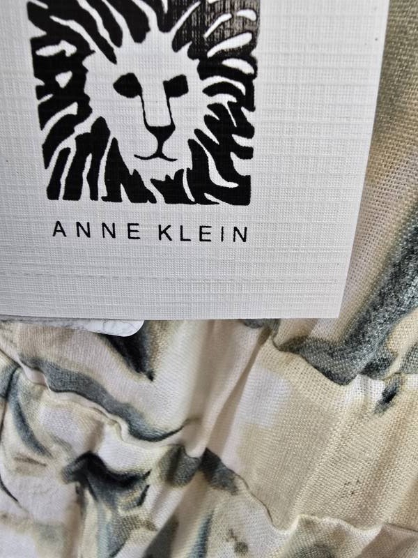 Anne Klein Linen Blend Floral-Print Tie-Waist Dress Women’s 12 White Dove Multi