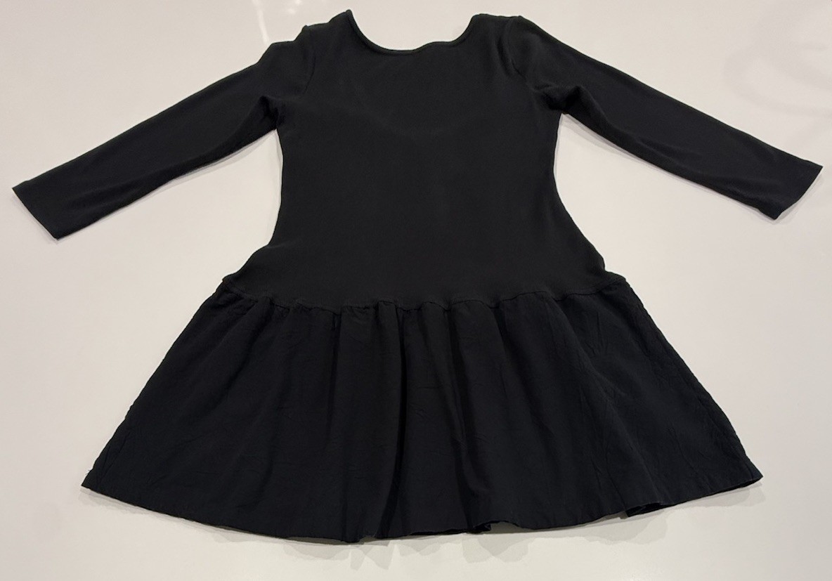 Free People Lucienne Mini Dress Black Ribbed Mixed Media Long Sleeve Size M