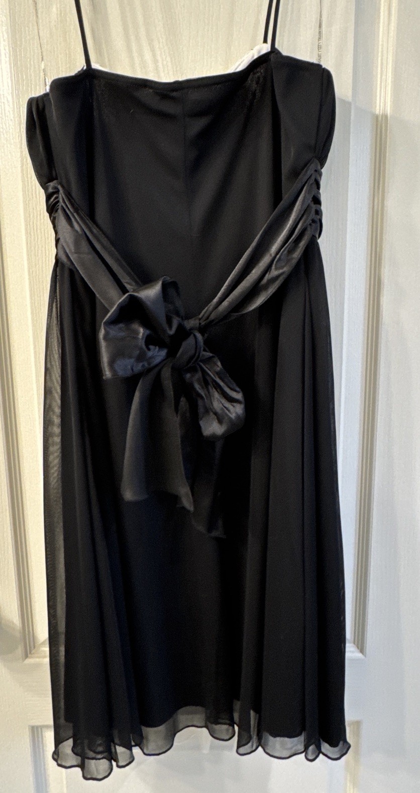 City Triangles Black/White Colorblock Chiffon A-Line Spaghetti Strap Bow L