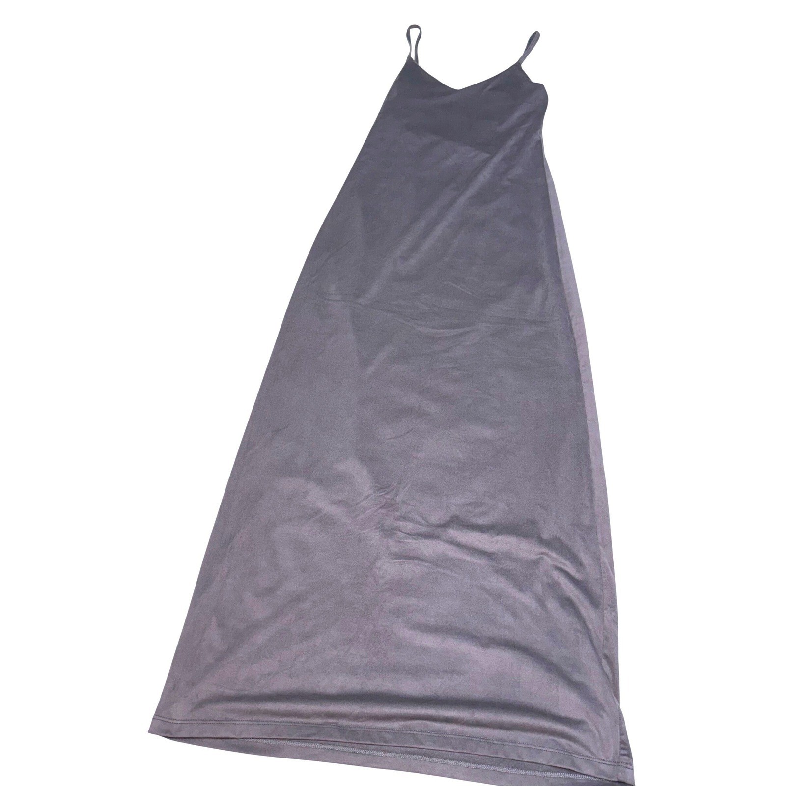 Pimienta Womens Charcoal Grey Faux Suede Spaghetti Strap V-Neck Maxi Slip Dress