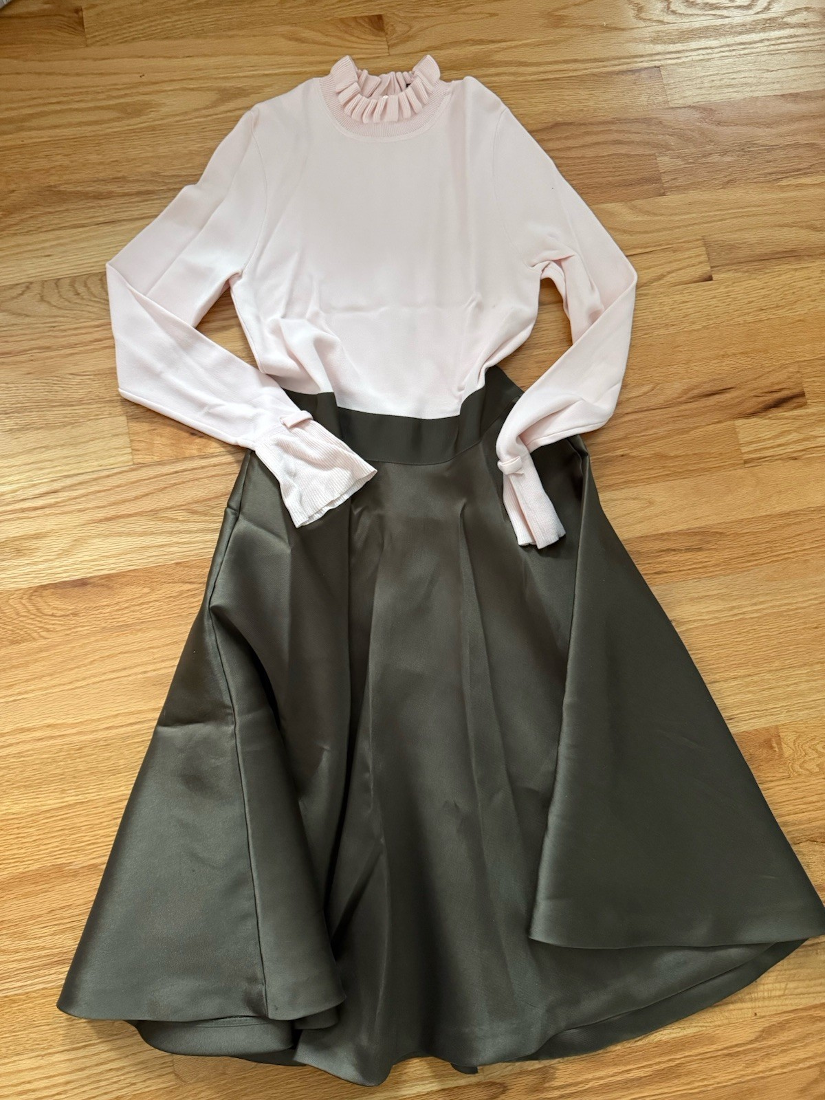 Ted Baker Zadi Dress Cocktail Classic Knit Long Sleeve Pink /Brown Sz 3 US 8