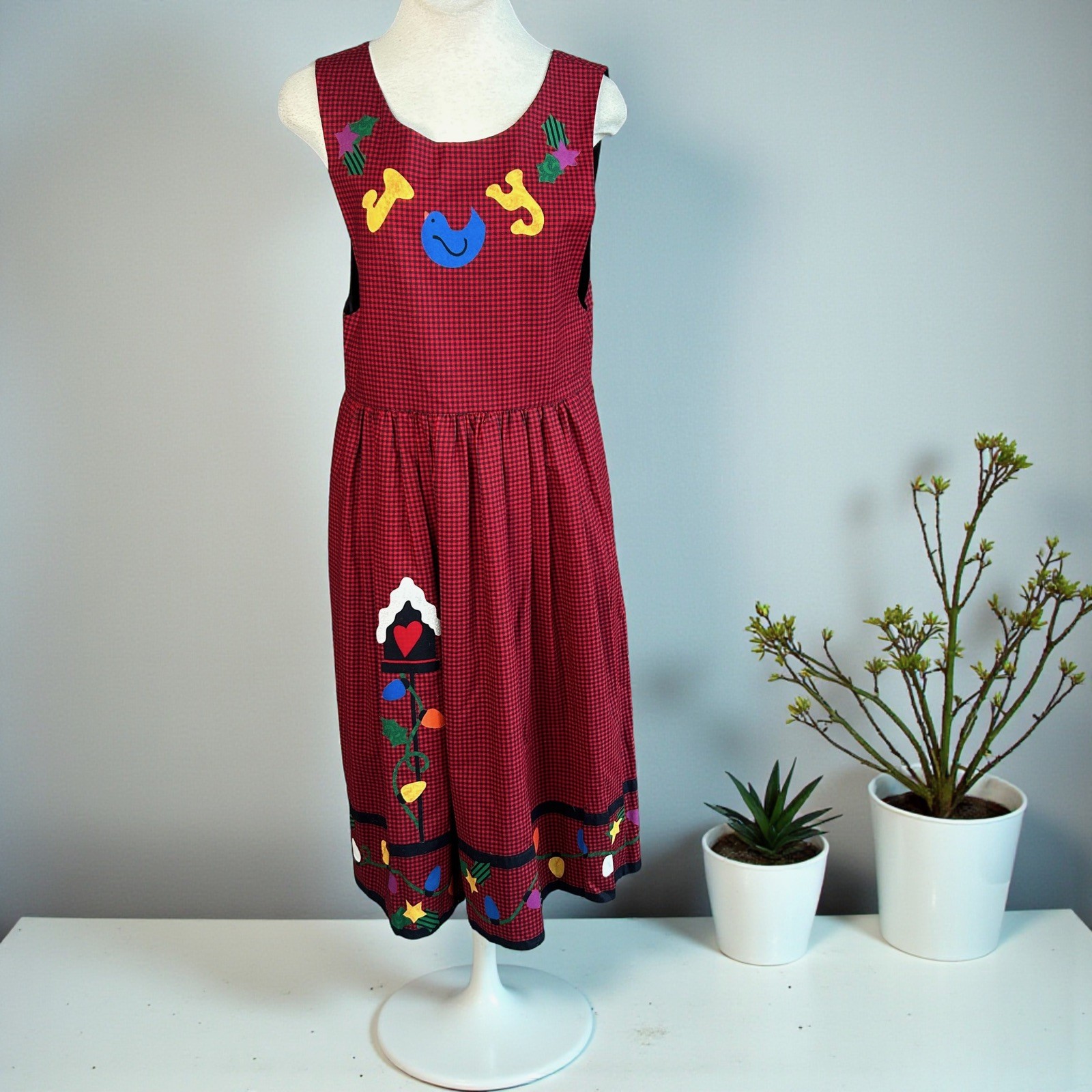 Novelty Jumper Christmas Holiday Stars Teacher Midi Dress Vintage 90s Handmade