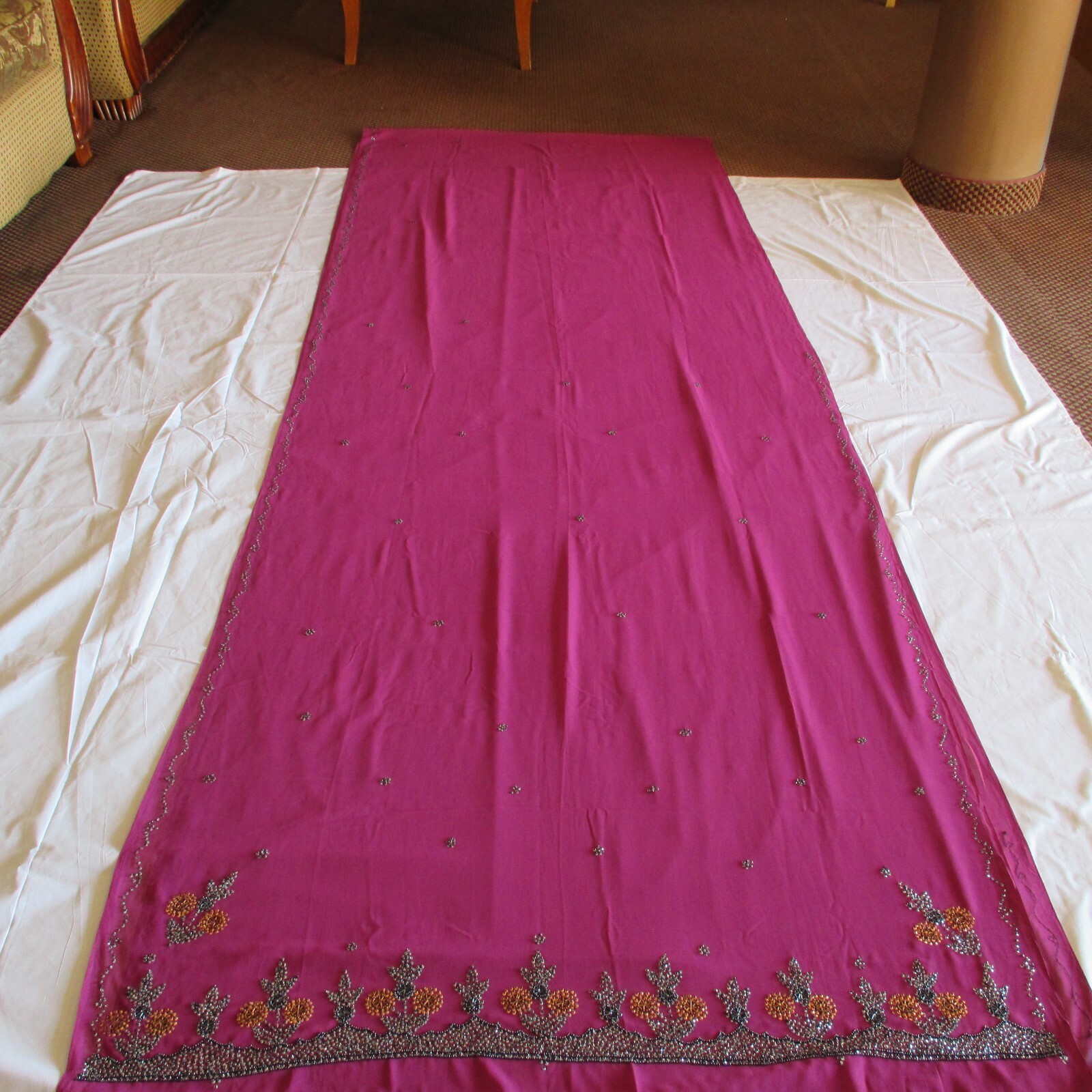NEW BOYSENBERRY Silver PHENOMENAL Sari FANTASTIC Fabric MAGNIFICENT Saree DRAPE