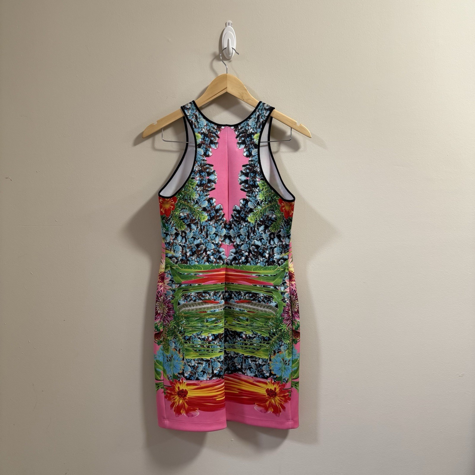NWT CLOVER CANYON Large Turquoise Valley Digital Print Bodycon Mini Dress Flora
