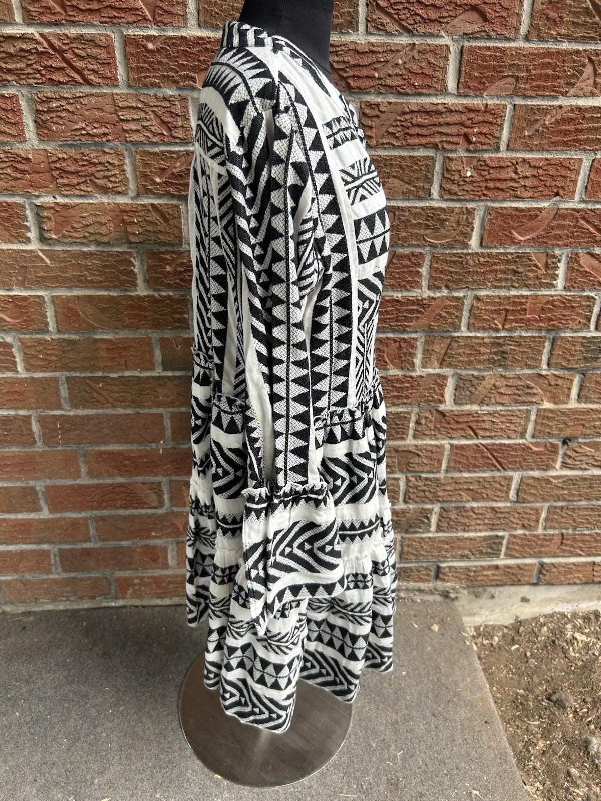 Anthropologie Devotion Twins Embroidered Ella Tunic Dress Black & White Size L