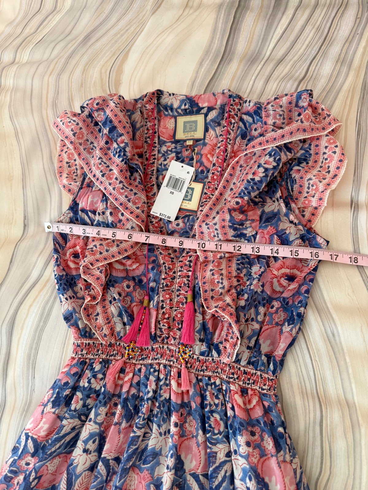 NEW! BELL by Alicia Bell Phoebe Maxi Dress Pink Blue V Neck Size XS $372