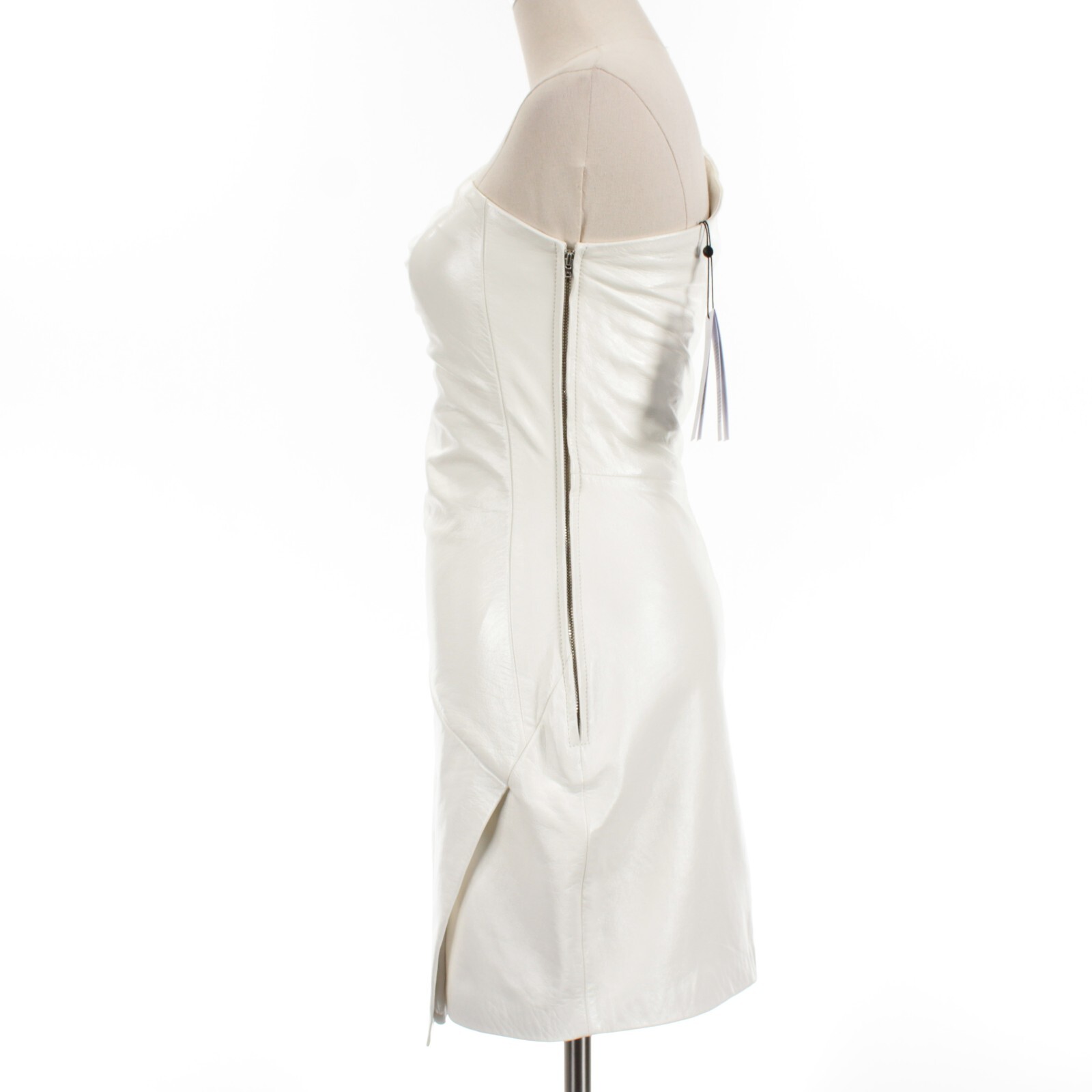 IRO NWT Sulvi One-Shoulder Leather Mini Dress Size 34 US 2 in Chalk White