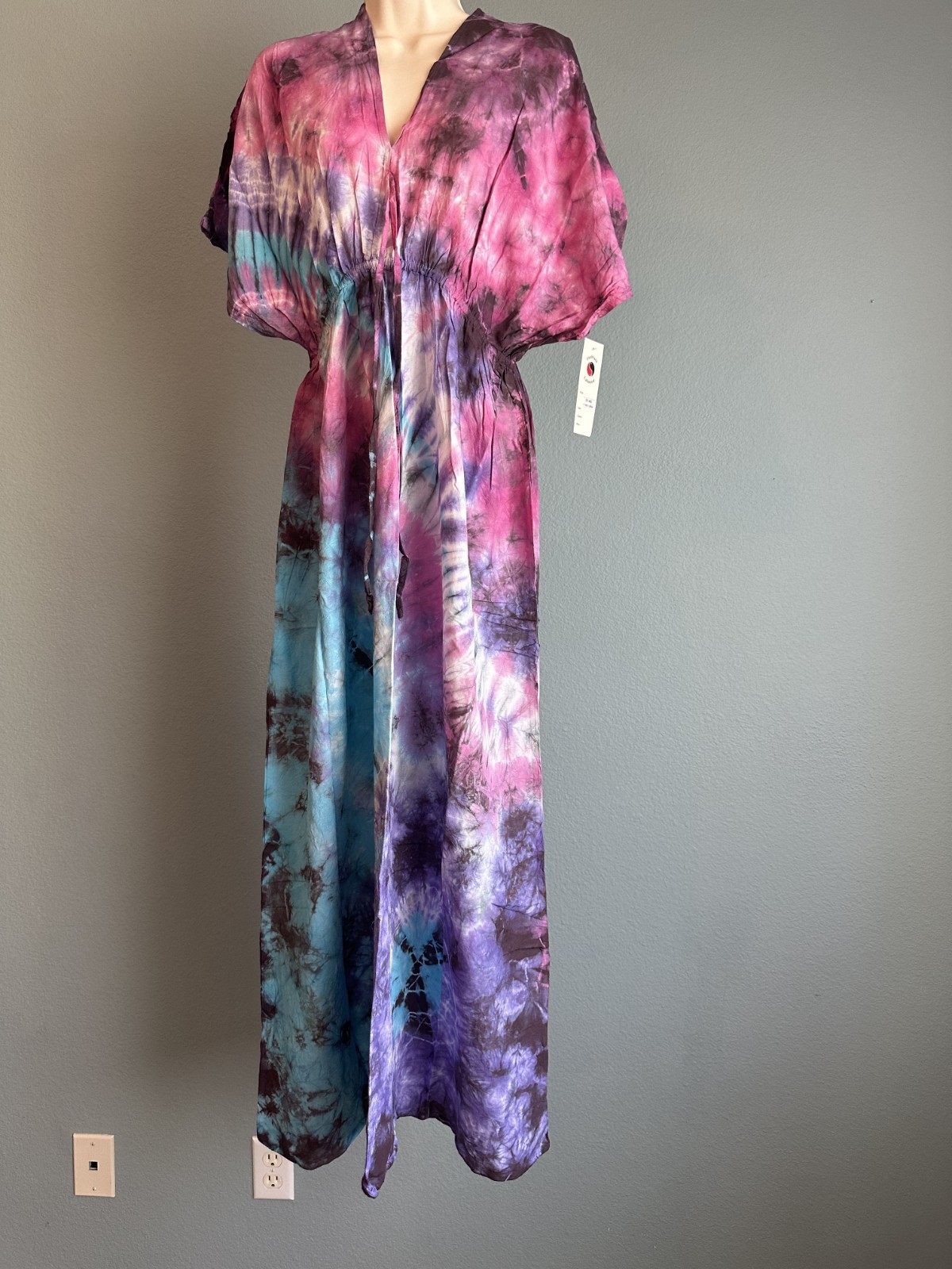 Long Maxi Dress Kaftan Tunic Cover Up For Women Boho One Size Tye Die Beachwear