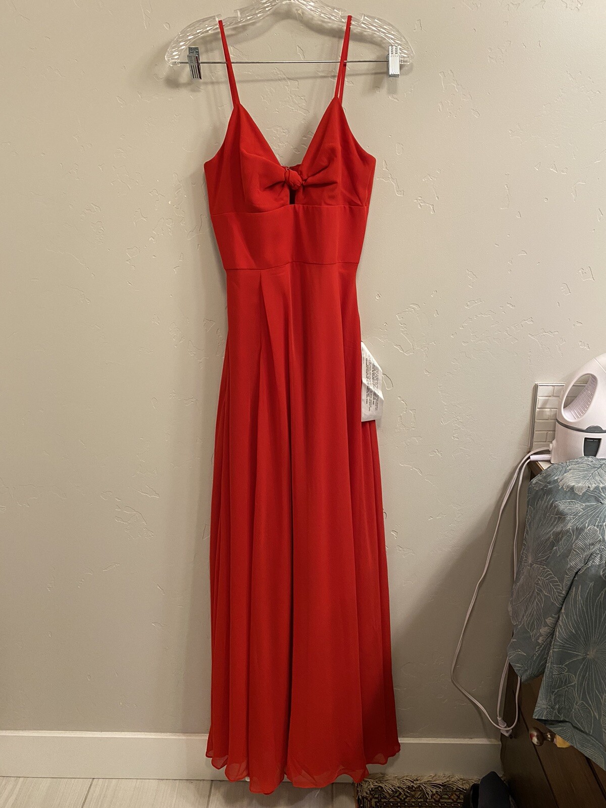 Dress The Population Size XS Cambria Red Maxi Slit Cutout Evening Gown Dress