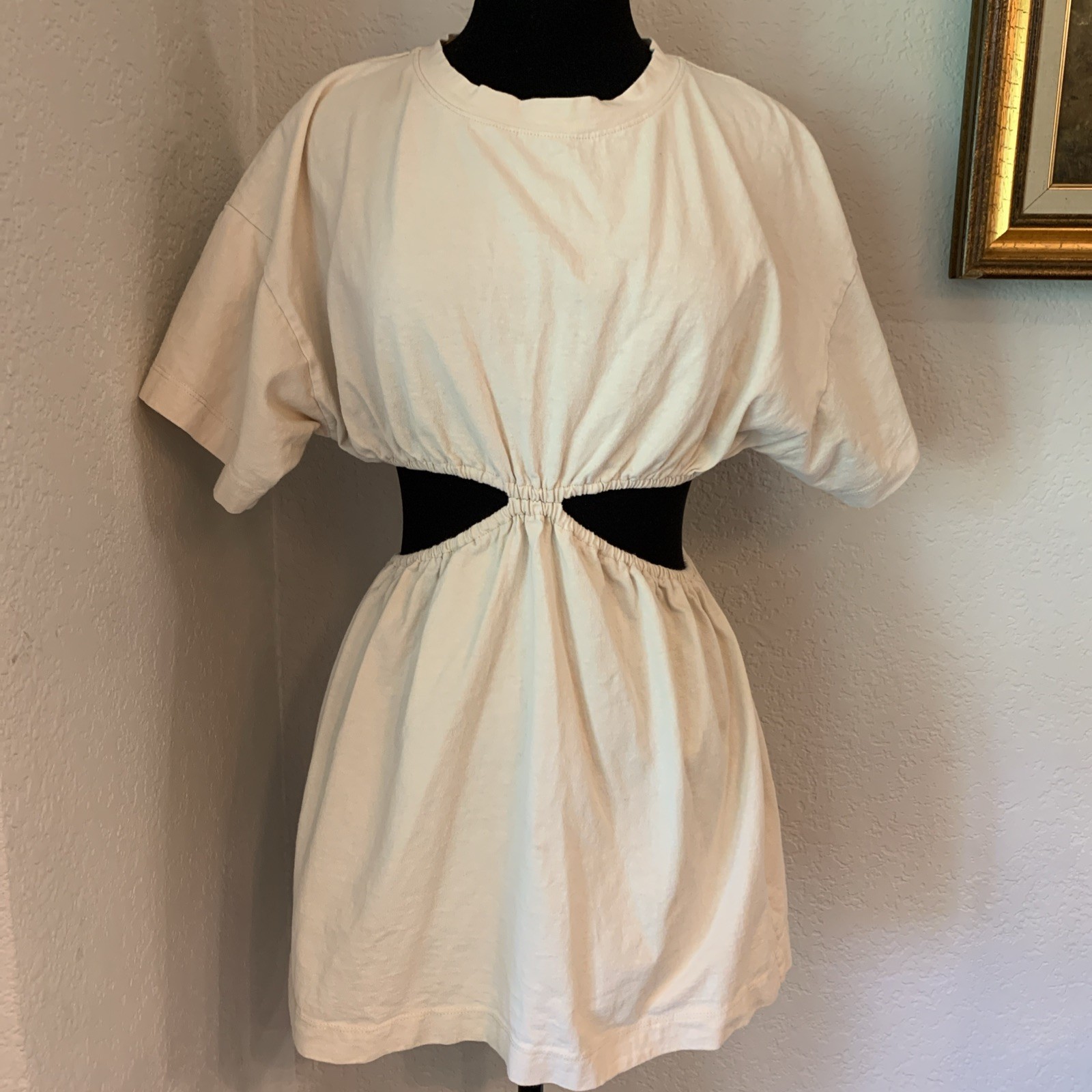 Free People Beach 100% Cotton Cut-Out T-Shirt Dress Short Sleeve USA Size Small
